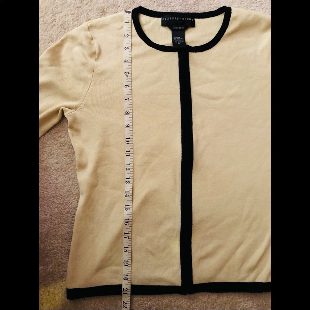 3/4 Length Sleeve Sporty Tennis Zip-Up Cream and Black Colored Sweater - Picture 4 of 7